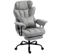 HOMCOM Silla de Oficina con Masaje de 6 Puntos y Calor Silla de Escritorio con Reposapiés Soporte Lumbar y Asiento Amplio Gris Aosom España