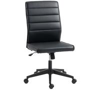 HOMCOM Silla de Oficina de Cuero de PU con función Mecedora, Altura Ajustable 97-107 cm, Silla de Escritorio giratoria con Respaldo Curvado y Asiento Acolchado, Negro