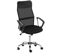 HOMCOM Silla de Oficina de Malla Basculante, Silla de Escritorio Giratoria, Altura de Respaldo Regulable y Asiento Transpirable, Soporta 120 kg, para Estudio, Negro