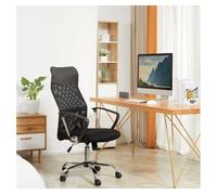 HOMCOM Silla de Oficina Giratoria Ergonómica Sillón de Escritorio de Malla con Ruedas de PVC Respaldo Alto Carga 120kg Negro Aosom España