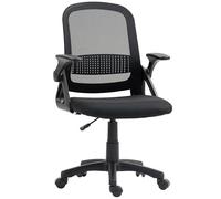 HOMCOM Silla de oficina de malla transpirable, silla de ordenador giratoria ergonómica con reposabrazos abatibles, soporte lumbar para la espalda para el hogar/oficina, negro