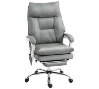 HOMCOM Silla de oficina ejecutiva con soporte lumbar de airbag, silla de escritorio de cuero de PU con reposapiés, ruedas giratorias silenciosas, respaldo reclinable, respaldo alto, altura ajustable,