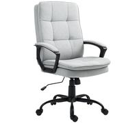 HOMCOM Silla de oficina ejecutiva, silla de escritorio de tela con acolchado de doble capa, altura ajustable, reposabrazos, función de inclinación, ruedas giratorias para oficina en casa, estudio