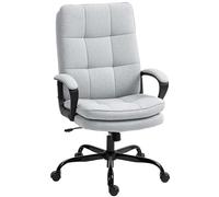 HOMCOM Silla de Oficina ejecutiva, Silla de Escritorio de Tela con Acolchado de Doble Capa, Respaldo Alto, Ruedas giratorias silenciosas, reposabrazos, Altura Ajustable, función de inclinación para