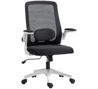 HOMCOM Silla de Oficina ejecutiva, Silla de Escritorio ergonómica de Malla con Respaldo Alto con reposabrazos abatible, Soporte Lumbar Ajustable, Color Negro