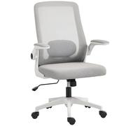 HOMCOM Silla de Oficina ejecutiva, Silla de Escritorio ergonómica de Malla con Respaldo Alto con reposabrazos abatible, Soporte Lumbar Ajustable, Color Gris