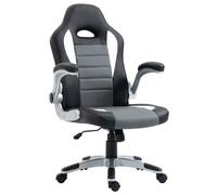 HOMCOM Silla de Oficina Ergonómica Ajustable en Altura Reposabrazos Abatibles con 5 Ruedas Cuero Sintético PU Carga 120 kg Gris Aosom España