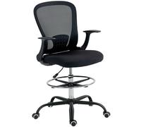 HOMCOM Silla de oficina ergonómica con reposapiés ajustable y reposabrazos abatibles, altura regulable, 59x62x99-119cm, negro Aosom España