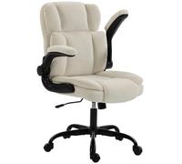 HOMCOM Silla de oficina ergonómica de Chenille, Reposabrazos elevables - Silla de oficina, función basculante, altura ajustable, respaldo con orejas, ruedas 360° - para salón, hogar, oficina, color