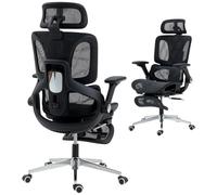 HOMCOM Silla de Oficina ergonómica de Malla reposabrazos 4D Negro