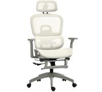 HOMCOM Silla de oficina ergonómica de malla, silla de oficina reclinable, apoyabrazos 3D, reposacabezas ajustable, respaldo alto, soporte lumbar, reposapiés, trabajo giratorio para ordenador, color