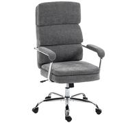 HOMCOM Silla de oficina ergonómica en chenilla, sillón de oficina con reposabrazos acolchados, altura ajustable, gris
