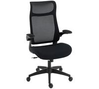 HOMCOM Silla de Oficina Ergonómica Giratoria, con Soporte Lumbar y Reposabrazos 3D Abatibles, Silla de Escritorio de Malla con Reposacabezas Integrado, Función Basculante, Altura Ajustable, Negro