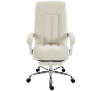HOMCOM Silla de Oficina Ergonómica Reclinable de Chenilla con Altura Ajustable Reposapiés Crema Aosom España