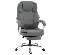 HOMCOM Silla de oficina Ergonómica Respaldo Inclinable Reposapiés Gris