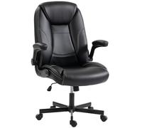 HOMCOM - Silla de oficina ergonómica, silla de oficina de PU, apoyabrazos elevables, respaldo y asiento zonas, altura ajustable, función basculante, trabajo giratorio 360° para ordenador, color negro