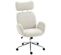 HOMCOM Silla de oficina ergonómica, silla de oficina giratoria con altura ajustable, reposacabezas ajustable, apoyabrazos, función basculante, para sala de estar, dormitorio, gris claro