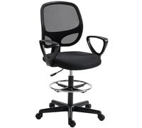 HOMCOM Silla de oficina ergonómica, sillón con reposapiés y reposabrazos, altura ajustable, 59x58x103-123cm, negro Aosom España