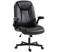 HOMCOM Silla de oficina ergonómica sillón de oficina reposabrazos abatibles altura ajustable función balanceo negro