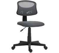 HOMCOM Silla de Oficina Ergonómica sin Brazos Silla de Escritorio Giratoria con Respaldo de Malla Transpirable Altura Ajustable Silla de Despacho Carga 120 kg Gris