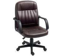 HOMCOM Silla de oficina giratoria de piel sintética para computadora, muebles de oficina, color marrón oscuro
