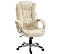 HOMCOM Silla de Oficina Giratoria en Piel PU, Función Balancín, Respaldo Alto, Altura Ajustable, Capacidad 120kg, Negro
