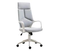 HOMCOM Silla de Oficina Giratoria, Función Basculante, Silla de Escritorio de Malla con Altura Ajustable, Respaldo Alto y Reposabrazos, para Estudio, Dormitorio, Despacho, Carga 120 kg, Gris