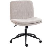 HOMCOM Silla de Oficina Piernas Cruzadas, Ruedas, 62x67x83-93 cm, Beige