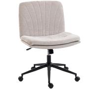 Homcom Silla De Oficina Piernas Cruzadas Con Asiento Ancho Y Ruedas Beige