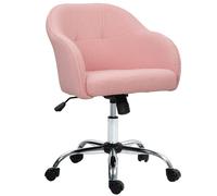 HOMCOM Silla de oficina, silla de escritorio ergonómica, altura ajustable, asiento y respaldo acolchados, Rosa