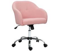 HOMCOM Silla de Oficina, Silla de Escritorio giratoria de Forro Polar para computadora, Asiento de tocador de Maquillaje con Altura Ajustable para el hogar, Estudio, Dormitorio, Color Rosa