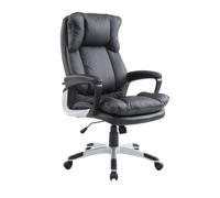 HOMCOM Silla de Oficina Silla de Escritorio Tapizado en PU con Reposabrazos Altura Ajustable para Estudio Salón Dormitorio 66x71x110-120,5 cm Negro