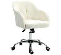 HOMCOM Silla de oficina, sillón ergonómico, altura ajustable, asiento y respaldo acolchados, crema