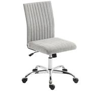 HOMCOM Silla de Oficina sin Brazos con Altura Ajustable y Asiento Giratorio, Silla de Oficina Ergonómica con Ruedas y Tapicería de Tela, Gris