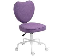 HOMCOM Silla de Oficina sin Brazos Moderna Tela Forma corazón Púrpura