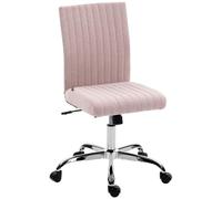 HOMCOM Silla de Oficina, Sin Brazos, Respaldo Alto, 360° Giratorio, Rosa