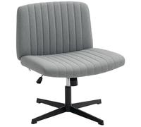HOMCOM Silla de Oficina sin Brazos, Silla de Escritorio Giratoria con Función Basculante, Asiento Amplio y Cómodo, Piernas Cruzadas, Altura Regulable, sin Ruedas, para Sala de Estar y Dormitorio Gris