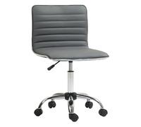 Homcom Silla De Oficina Sin Brazos Tapizada En Pu Carga 120 Kg Gris Oscuro