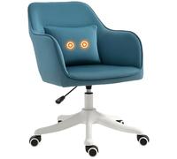 HOMCOM - Silla de oficina (terciopelo, silla de oficina, masajeador, cojín Lumbar integrado, altura ajustable giratoria 360°, color azul