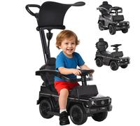 HOMCOM Silla de paseo para niños, multiusos, de 12 a 36 meses, con reposapiés, barandilla y parasol negro Negro