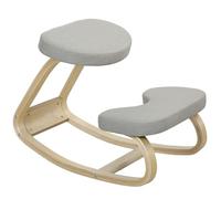 HOMCOM Silla de Rodillas con Movimiento de Balanceo, Silla Postural Ergonómica en Tela Efecto Lino y Madera de Abedul, 50x73x55 cm, Gris Claro