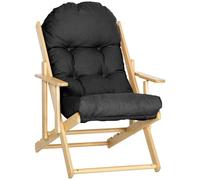 HOMCOM - Silla de salón plegable y reclinable de madera, sillón relax cómodo con cojín acolchado grueso, 71 x 89 x 96 cm, color negro