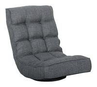 HOMCOM Silla de Suelo Plegable, Silla de Lectura Giratoria 360° con Respaldo Ajustable en 5 Posiciones, Sofá de Suelo de Lino y Acolchado, para Meditación y Gaming, 58x107x79 cm, Gris