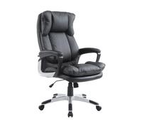 HOMCOM Silla de Oficina Silla de Escritorio Tapizado en PU con Reposabrazos Altura Ajustable para Estudio Salón Dormitorio 66x71x110-120,5 cm Negro