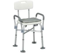 HOMCOM Silla Ducha Personas Mayores con Respaldo Reposabrazos Altura Ajustable Cojín Acolchado Extraíble Carga 136 kg Gris