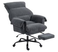 HOMCOM Silla Ejecutiva Silla de Escritorio con Reposapiés Respaldo Reclinable Alto Asiento Anchos Acolchado Grueso Gris Oscuro Aosom España