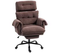 HOMCOM Silla Ejecutiva Silla de Oficina con Respaldo Ajustable Silla Acolchada con Ruedas Silla de PoliésteR Ajustable en Altura Marrón Aosom España