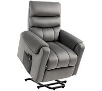 HOMCOM - Silla elevadora para relajarse eléctrica con masaje reclinable, estructura de acero con revestimiento de terciopelo con reposapiés, 2 mandos a distancia, bolsillo lateral, 79 x 97 x 103 cm,