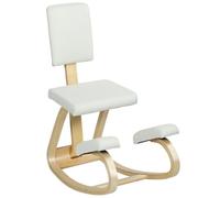 HOMCOM Silla Ergonómica de Rodillas con Respaldo, Silla de Rodillas, Cojines Acolchados, Marco de Madera, para una Mejor Postura, Oficina, Crema
