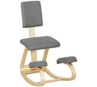 Homcom Silla Ergonómica De Rodillas Con Respaldo Marco De Madera Gris
